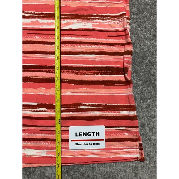 D & Co. Maxi Tank Dress Women Size L Pink Striped Stretch Slit Sleeveless Modest - Picture 9 of 13